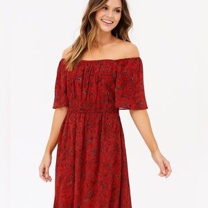 The Korner Red Paisley Flowy Dress Ruffle Sleeve Sundress 
Size: US S NWT